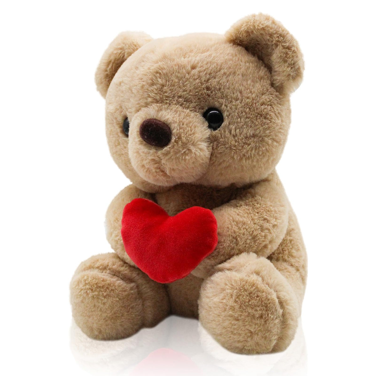 QIGEEKU Teddybär mit Herz – Plüsch Teddy Kuscheltier Hellbraun, Perfekt als Liebesgeschenk