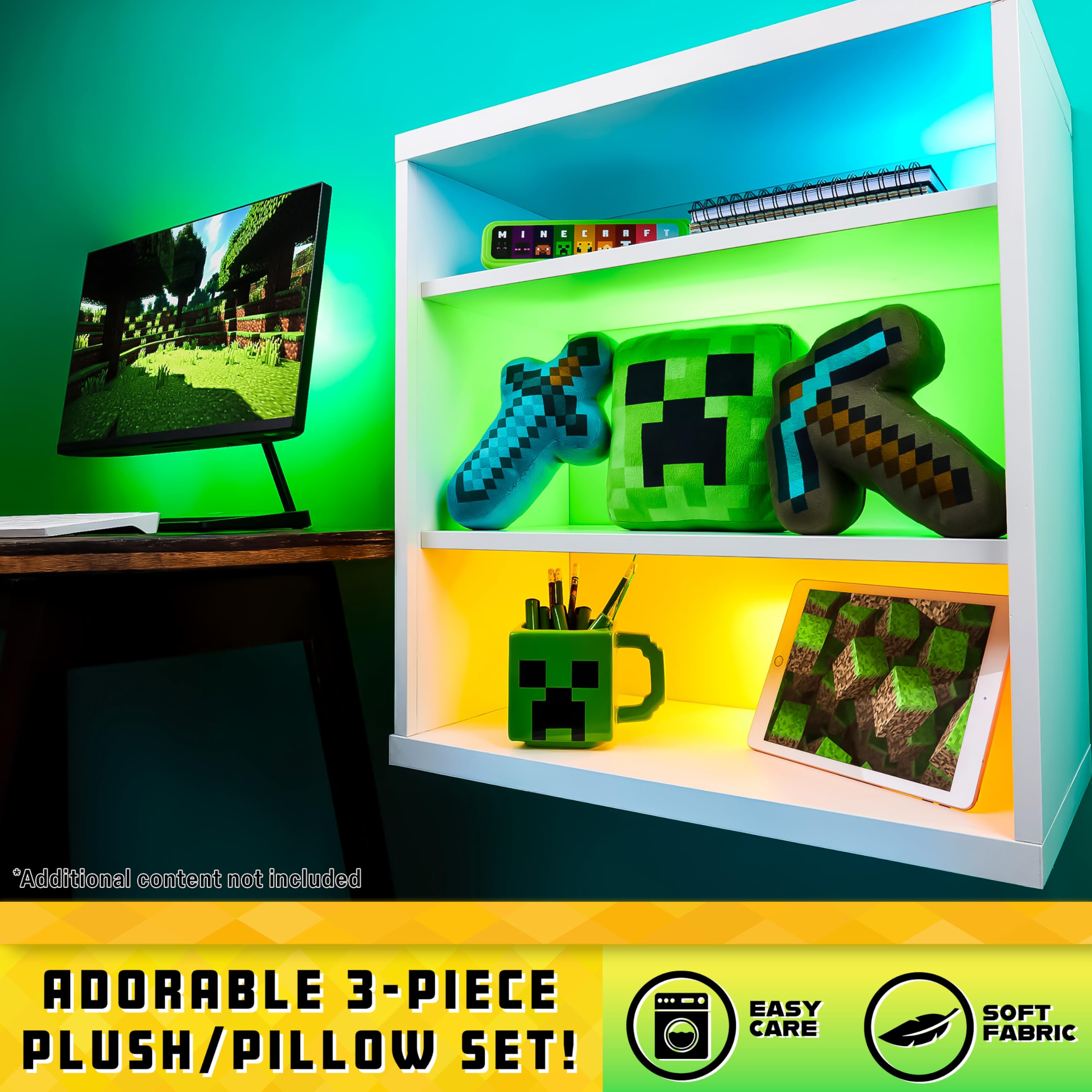 Minecraft Kuscheltier 3 Stück Plüsch Spielzeug ab 1 Jahr Plüschkissen Kinder Plüschtiere für Kinder Baby Jugendliche Gaming Geschenke Geburtstag
