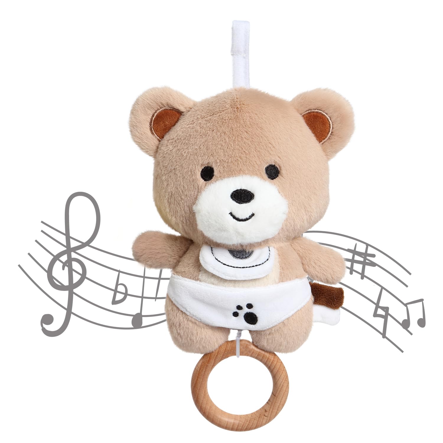 COTTONBEBE Spieluhr Baby Einschlafhilfe, Teddybär Plüschtier Spielzeug mit weiche Wiegenlied für 0+ Monaten Mädchen Junge, Perfektes Baby Geschenk